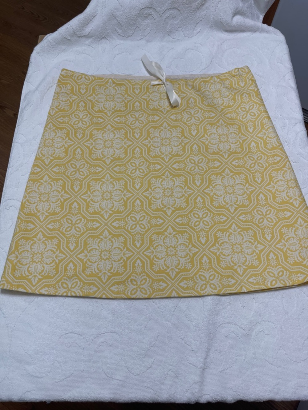 Margo Belle Designs Yellow Skirt/ 100% Cotton Natural Ribbon Tie Waist - Sz M